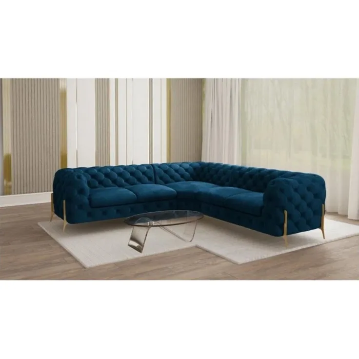 S-Style Möbel Ecksofa Chesterfield Ashley mit Goldene Metall Füßen, mit Wellenfederung