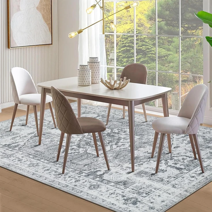 Boho Teppich Kurzflor Waschbar Weich Rutschfest Vintage Grau 160x230cm – Bild 4
