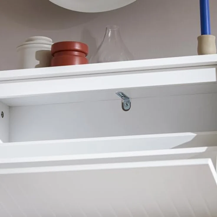 SoBuy Schuhschrank, Weiß, 3 Klappfächer, verstellbare Böden, 61x120x26 cm, Schuhaufbewahrung – Bild 7