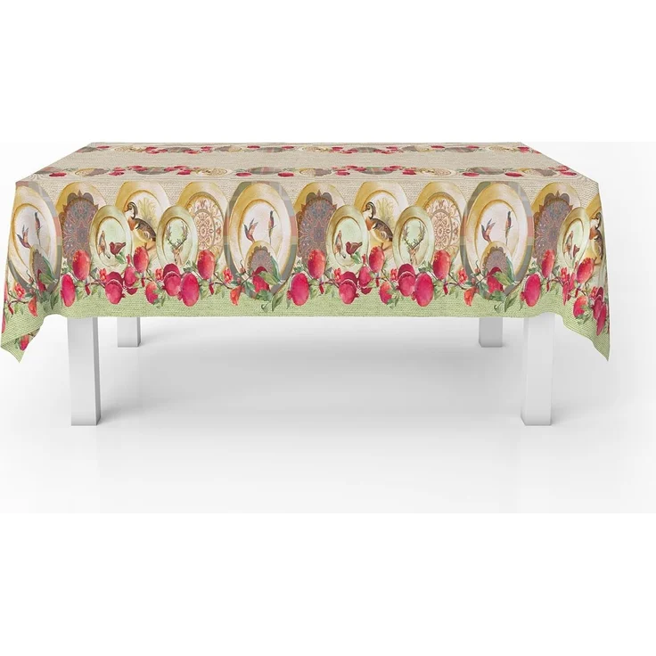 Italian Bed Linen Tischdecke, Digitaldruck, schmutzabweisend, 150x150 cm, Granatapfel – Bild 2