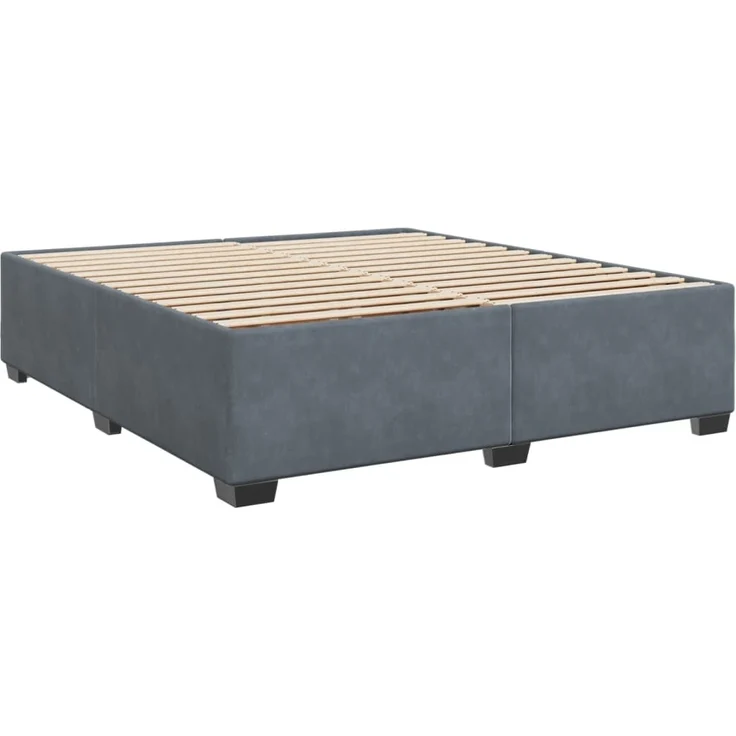 vidaXL Boxspringbett mit Matratze Dunkelgrau 200x200 cm Samt 3286415 – Bild 4