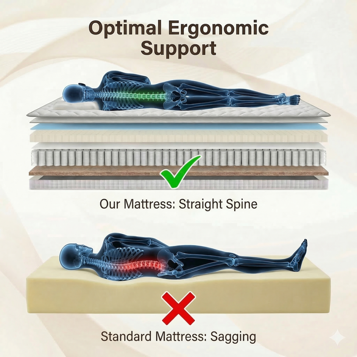 Wohnora-Mattress 90x200 H4 height 25cm with comfort foam, 7-zone pocket spring mattress ergonomic, adult spring mattress OEKO-TEX certified,H 25cm x T 200cm x B 90cm,Weiß – Bild 5