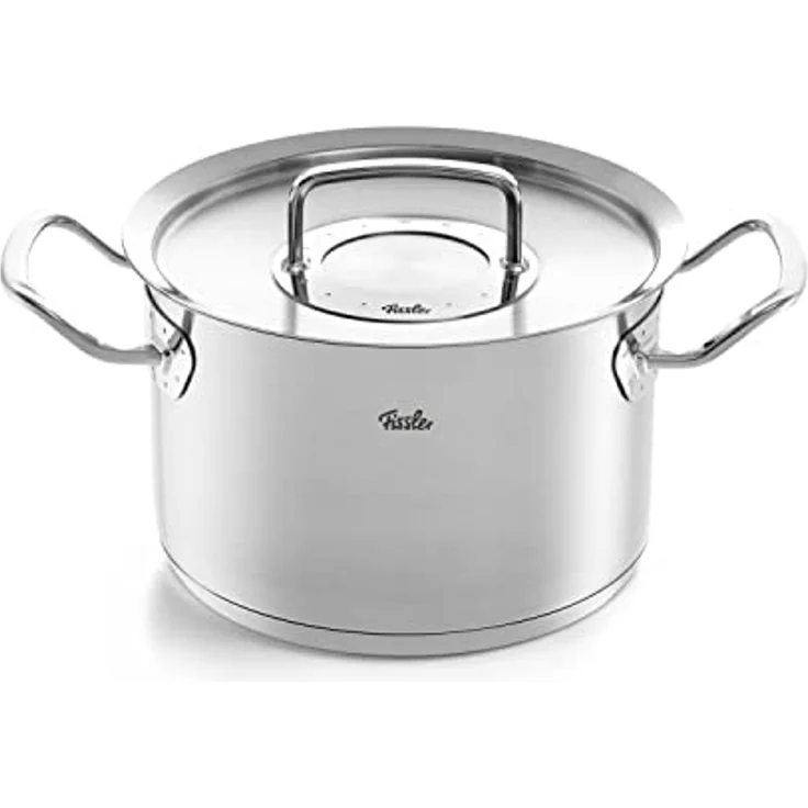 Fissler Original-Profi Collection / Edelstahl-Kochtopfset, 5-teilig, Topf mit Metall-Deckel (3 Kochtöpfe inkl. Deckel,1 Servierpfanne, 1 Stielkasserolle) - Induktion – Bild 2
