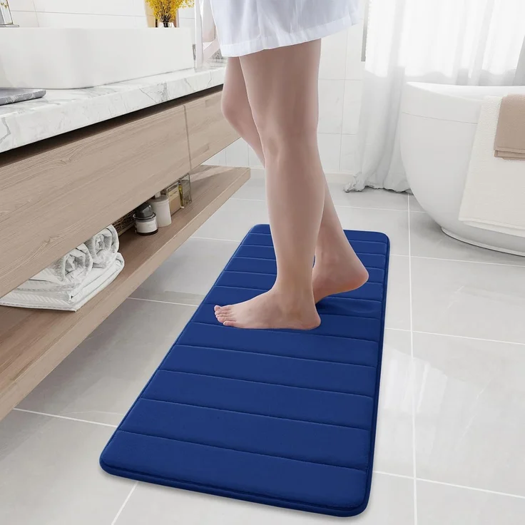 Homaxy Memory Foam Badezimmer Badteppich Saugfähige Rutschfester Badvorleger Waschbar Badematte - 43x120 cm, Marineblau – Bild 1