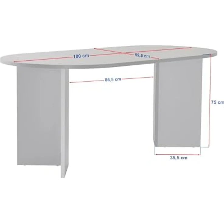 Skye Decor Esstisch Sablin (1-St, 1 Tisch), modernes Design, stabile 180 x 90, Oval Tischplatte – Bild 4