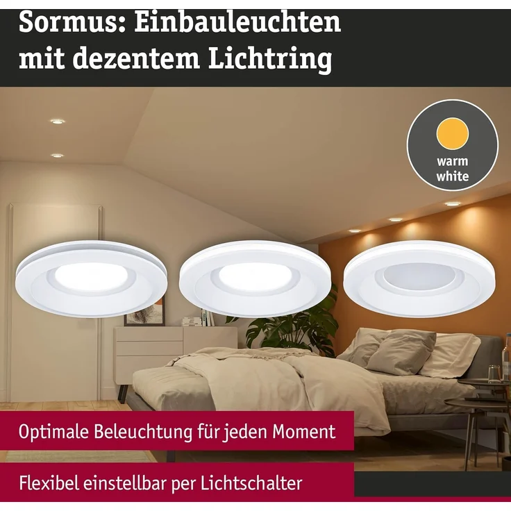 Paulmann 92247 LED Einbauleuchte Sormus 10cm Einzelleuchte rund weiß IP65 – Bild 2