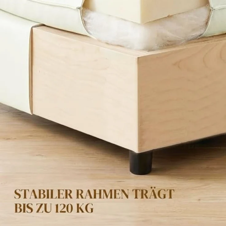 HOMCOM Fußhocker Ottoman Polsterhocker mit Leinenoptik für Schlafzimmer,Wohnzimmer (Hocker mit weichem Kissen, 1 St, quadratischer Sitzhocker), modular, weich, modern – Bild 7
