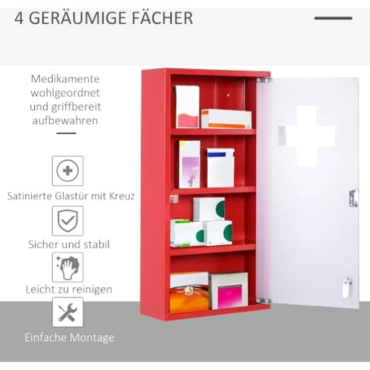 HOMCOM Medizinschrank Medizinschrank zum Abschließen – Bild 6