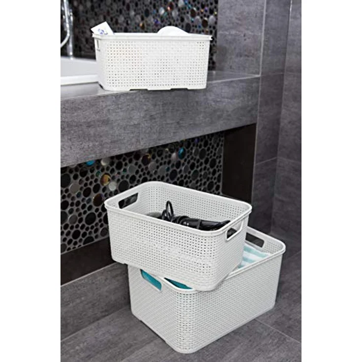 BranQ - Home essential Korb in Rattan Design 3er Set Grösse S 7l, Creme – Bild 4