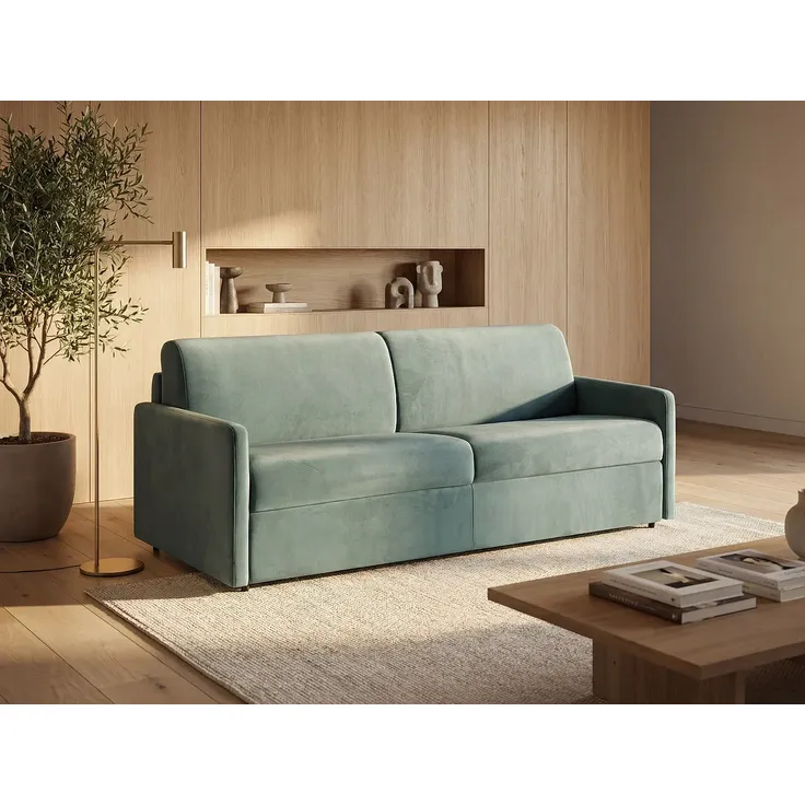 Schlafsofa 4-Sitzer Samt CALIFE - Minzgrün - Liegefläche: 160 cm - Matratzenhöhe: 18 cm