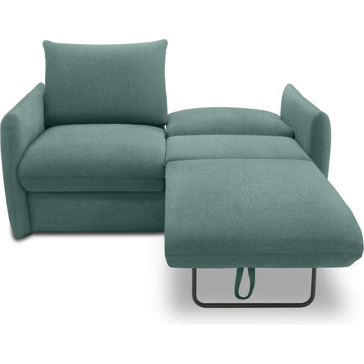 DOMO. collection Sofa 700023, 2 Sitzer, Schlaffunktion, Federkern, Füße mit Filzgleitern, 2er Couch, Schlafsofa, Polstergarnitur, 165 x 100 x 95 (BxTxH), blau (petrol) – Bild 6