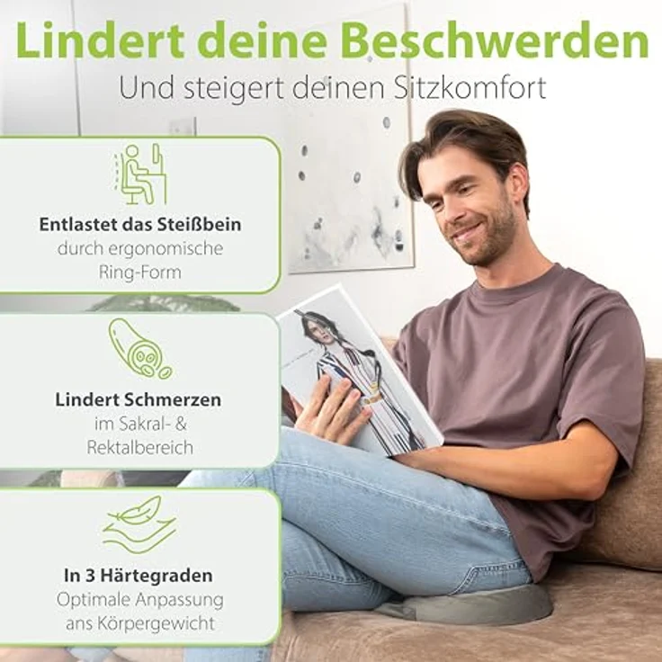 feela Sitzkissen Orthopädischer Sitzring – entlastet Steißbein & Becken beim Sitzen, Ideal nach OP, Schwangerschaft & bei Hämorrhoiden – mehr Komfort – Bild 5