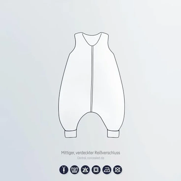 Julius Zöllner Schlafoverall Jumper Jersey, warme Füllung 2,5 TOG, waschbar bei 60°C, Made in Germany, Oeko TEX Standard 100, Savanne grau, Gr. 92 – Bild 4
