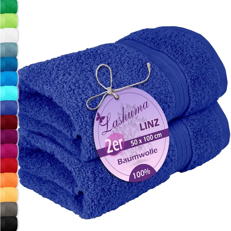 Lashuma Handtücher Linz, Frottee (2-St), Hochwertiges Handtuch Set blau 50x100 cm