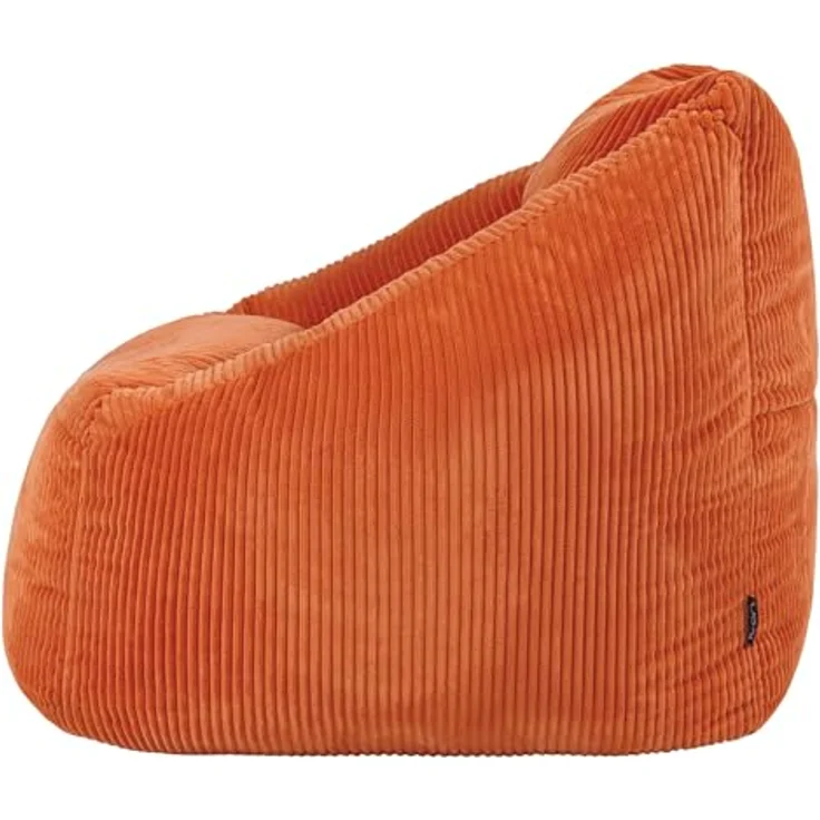 Icon Natalia Sitzsack Sessel für Erwachsene, Orange, Flauschiger Cord Stoff, Riesen Sitzsack Cord mit Füllung, Bean Bag Chair, Bequemer Sessel Wohnzimmer, Lounge, Schlafzimmer, Büro – Bild 7