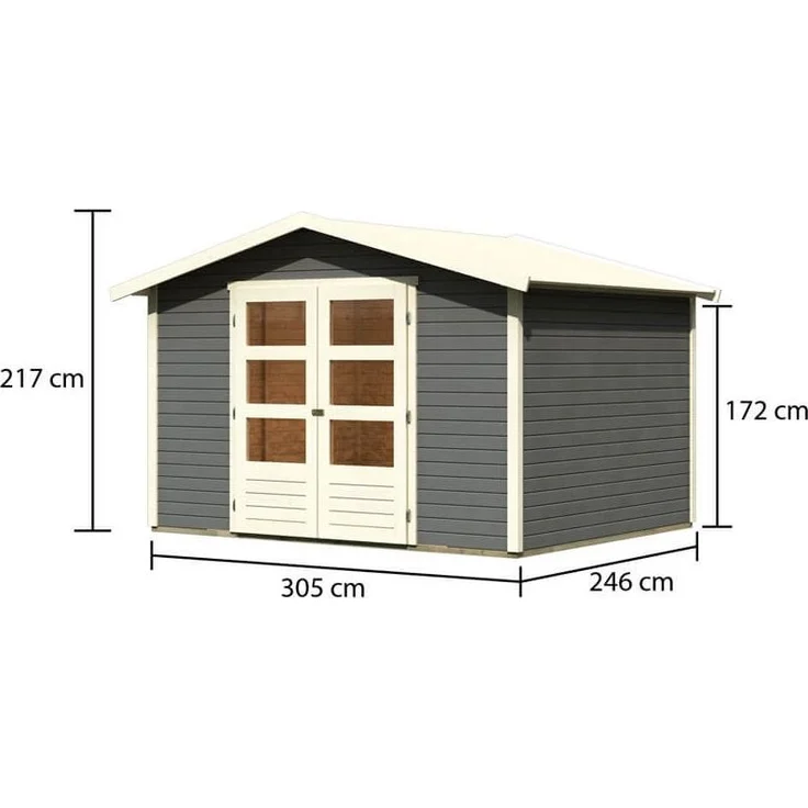 Karibu Gartenhaus 19mm Amberg 5 Terragrau – Bild 2