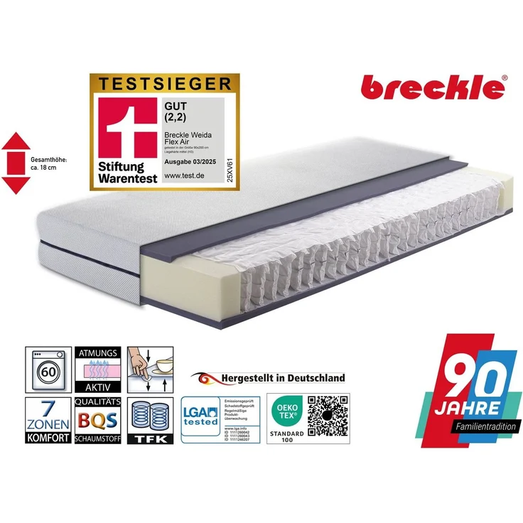 Taschenfederkernmatratze Flex Air, Breckle, 19 cm hoch, (1-tlg) – Bild 3