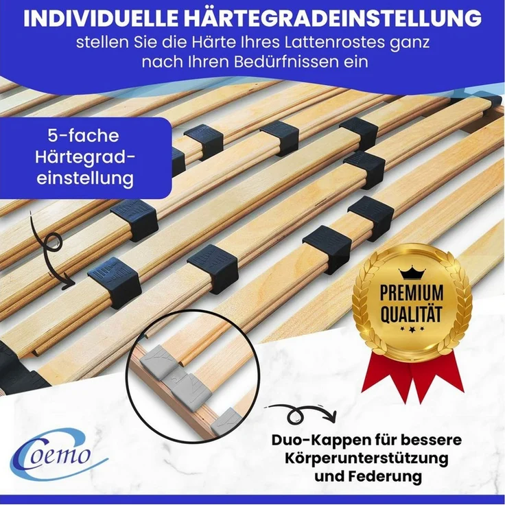 Coemo BASIC Lattenrost 70x140 cm starr nicht verstellbar 18 Leisten zur Selbstmontage – Bild 2