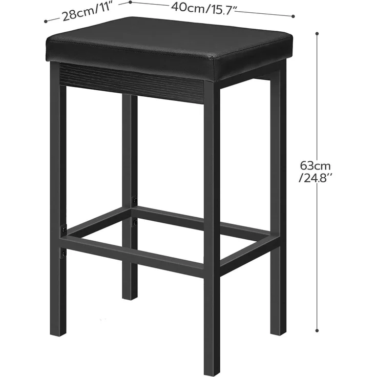 Hoobro BARHOCKER Schwarz Barstuhl Küchenhocker (H 63 x T 63 x B 40 cm) – Bild 3