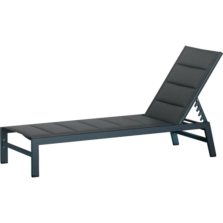 Blumfeldt Renazzo Sonnenliege - Verstellbarer Liegestuhl, Wetterfest & Ultraleicht, 5-Positionen Rückenlehne, Aluminiumrahmen, 120kg Kapazität, ComfortMesh, 195x60cm, Garten & Balkon, Anthrazit