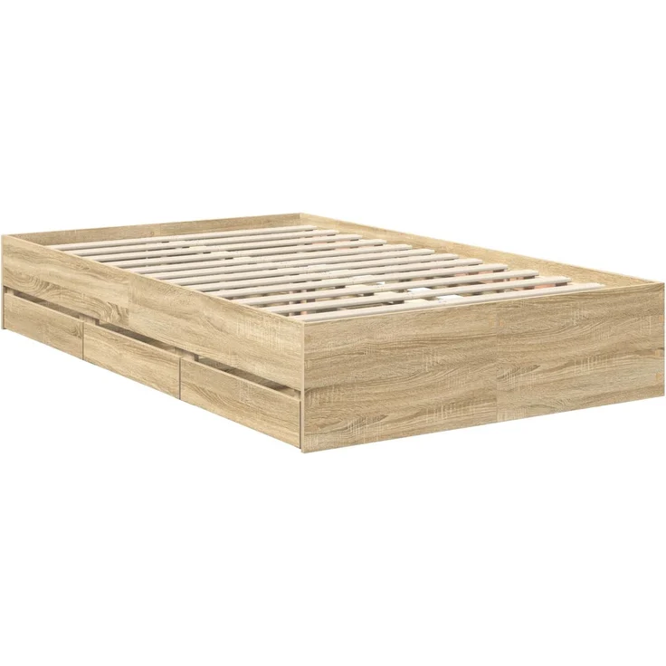 vidaXL Bettrahmen Sonoma-Eiche 120 x 190 cm Ingenieurs Holz 3411849 – Bild 6