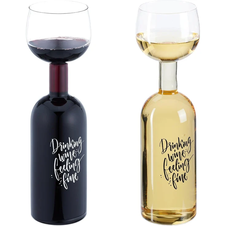 Relaxdays Weinflasche mit Glas 750 ml – Bild 1