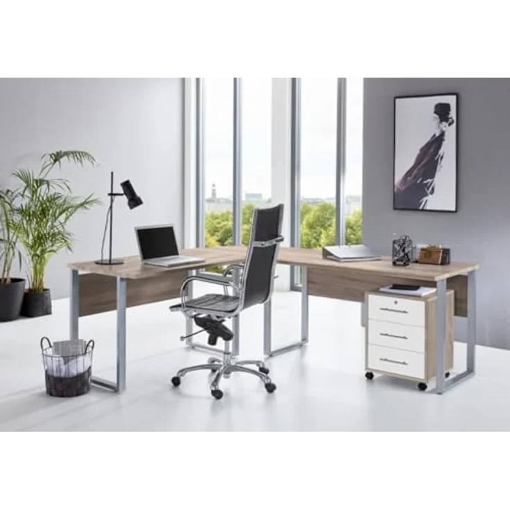 BMG Möbel Büromöbel-Set Office Edition, (Büroset, 6 tlg), Rollcontainer und Aktenschrank abschließbar – Bild 2