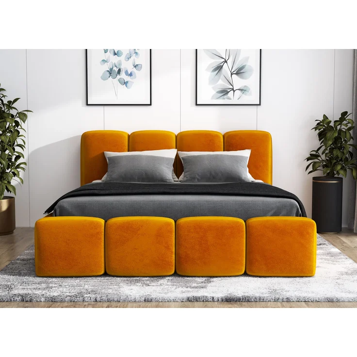 Polsterbett DONA 160x200 mit Matratze, Bettkasten und Lattenrost. Farbe: Senf 8 – Bild 1