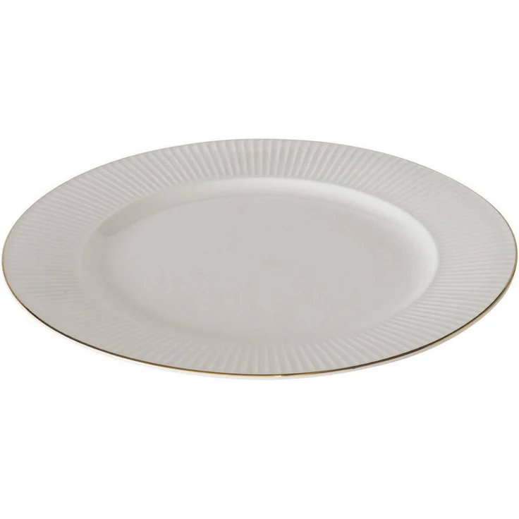Boltze Home Speiseteller Kelly, Porzellan, 26,5 cm, elegantes Gold-weißes Design, nicht spülmaschinenfest
