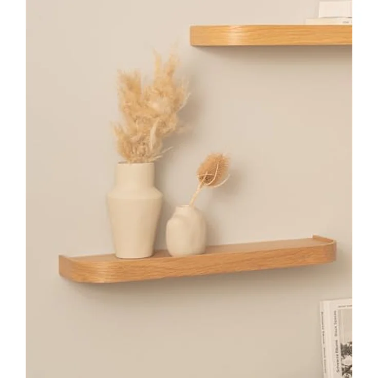 Kazai.® Wandregal-Set 'Toke' | 3 Hängeregale in Echtholz-Veneer | Schwebendes Holzregal als Wanddeko und Ablage für Bad, Wohnzimmer, Küche, Schlafzimmer und mehr | Eiche – Bild 9