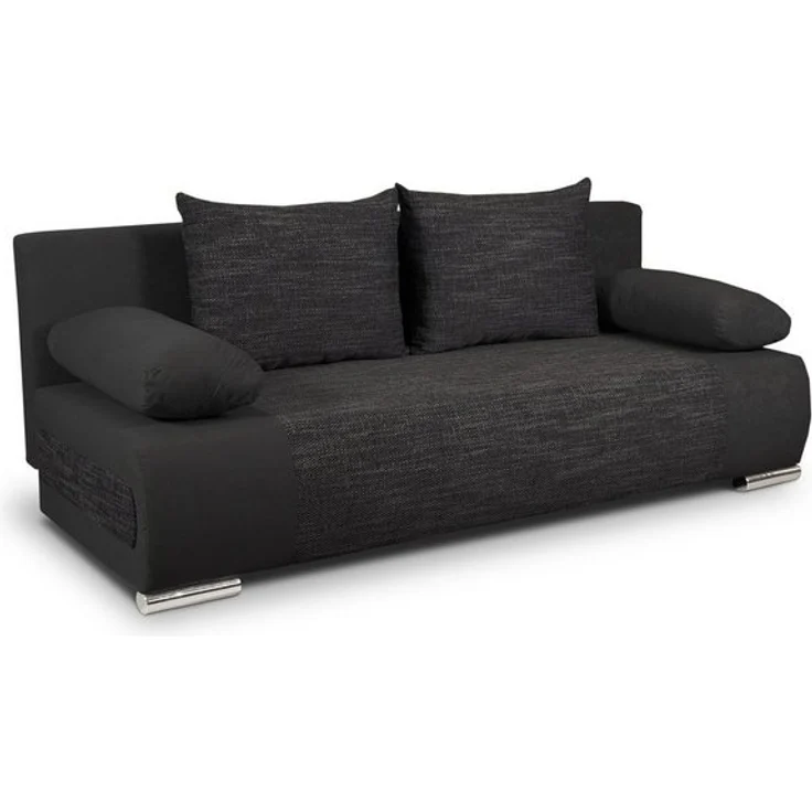 Schlafsofa Naki - Sofa mit Schlaffunktion und Bettkasten, Bettsofa, Couch (Schwarz + Schwarz (Alova 04 + Berlin 02)) – Bild 4
