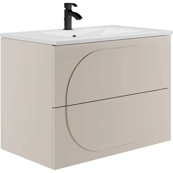 Vente-unique - Badmöbel Wandschrank + Einbauwaschbecken - Beige - 80 cm - VUTOMA – Bild 3
