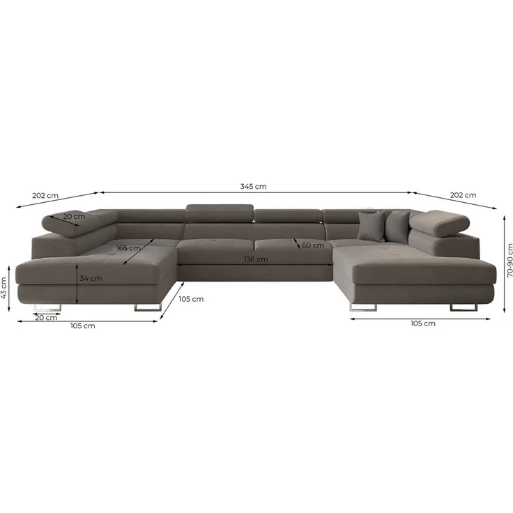 Wohnlandschaft Schlafsofa Sofa CARMELO in Stoff Nova Beige – Bild 3