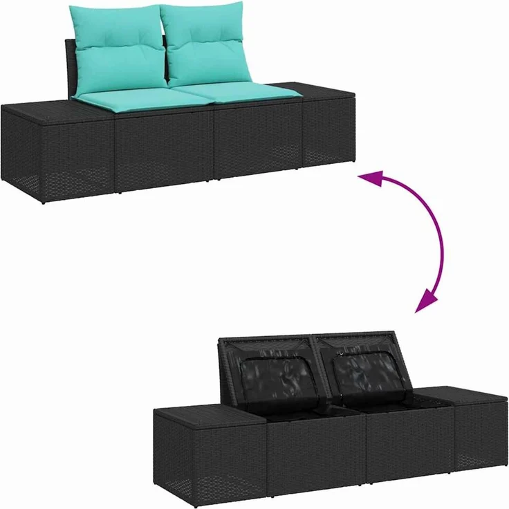 vidaXL Gartensofa-set 9 stk. Schwarz Poly-Rattan 3361235 – Bild 12