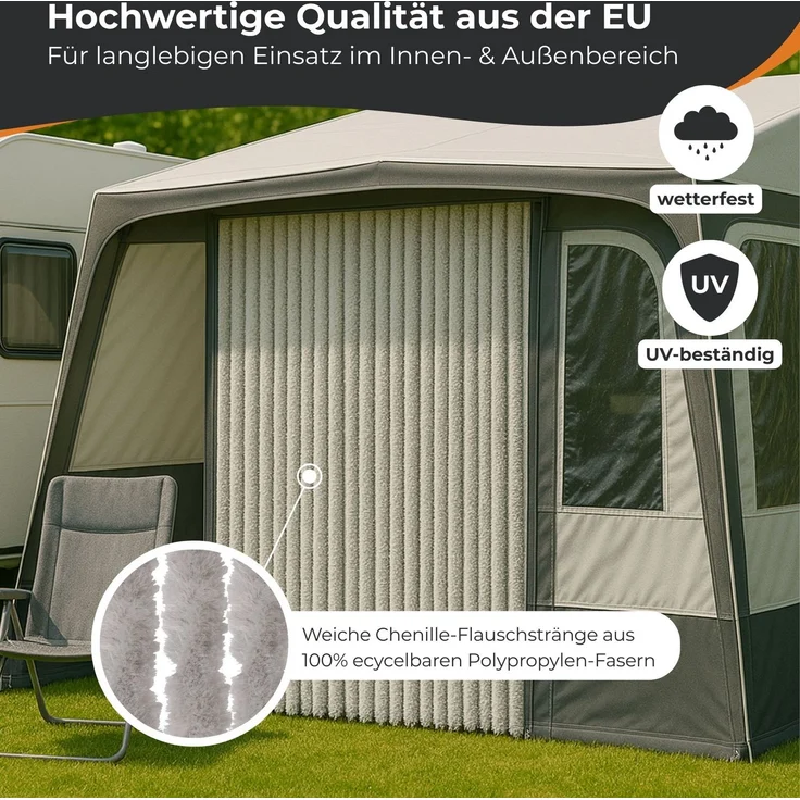 Flauschvorhang 100x200cm ( Meliert Beige/Weiß ), perfekter Insekten- und Sichtschutz für Ihre Balkon- und Terrassentür, viele Farben – Bild 6