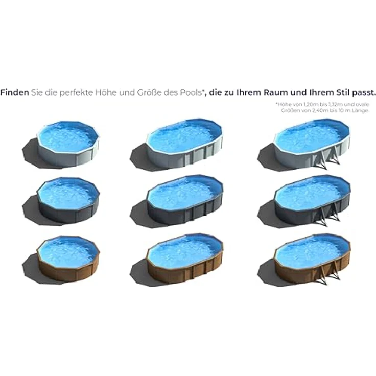 GRE Stahlwandpool-Set 'Anthracite' Ø 350 × 120 cm, mit Sandfilteranlage 4 m³/h, Edelstahl-Sicherheitsleiter und UV-Schutz PVC-Auskleidung – Bild 4