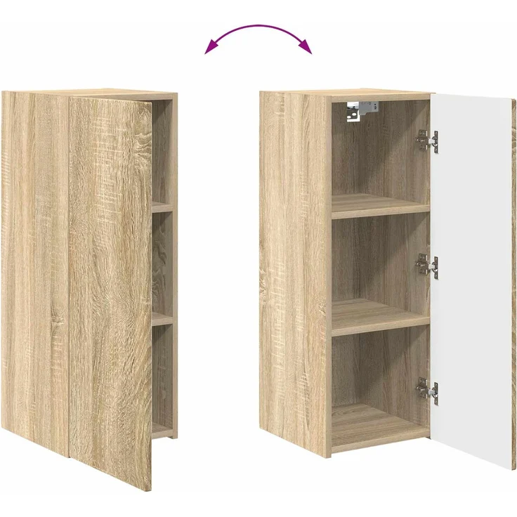 vidaXL TV-Wandregal-Set Wandmontiert 4 pcs Sonoma-Eiche Holzwerkstoff 3408918 – Bild 11