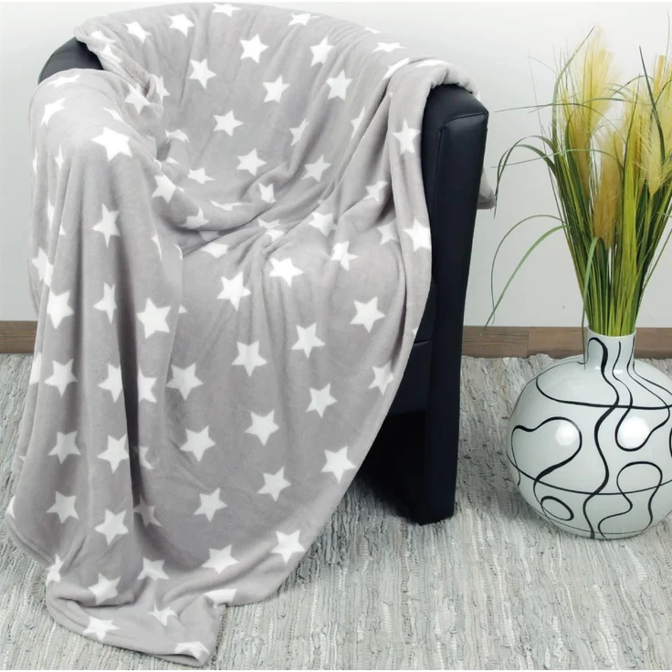 Kuscheldecke mit Sternen Hellgrau 180x220 cm – Bild 1