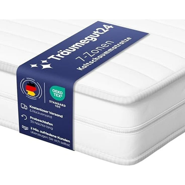 Träumegut24 AquaFlex® ergonomische 7-Zonen Kaltschaummatratze, Öko-Tex Zertifiziert, Höhe 16 cm, 140x200 cm, H3 – Bild 1
