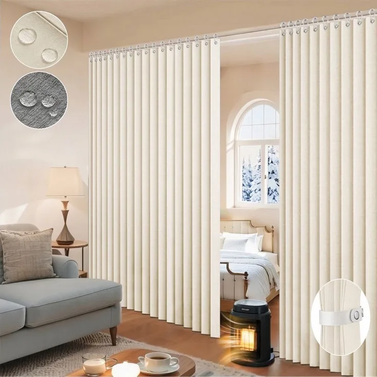 Sunicol Vorhang Wasserdicht Raumteiler Vorhang, Sichtschutzvorhang für Schlafzimmer, Extra breite Wärmeisolierend Trennwand Sichtschutz Fenstervorhänge