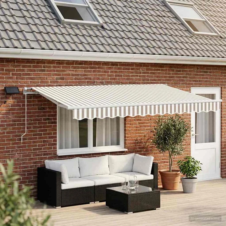 vidaXL Ausziehbare Markise Hellgrau und Weiß 500 x 300 cm 3426324 – Bild 1