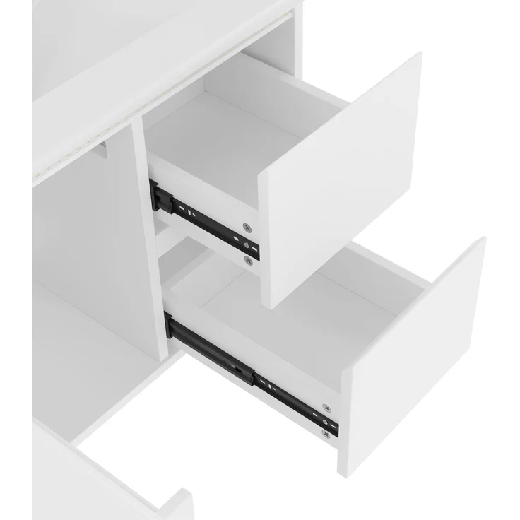 Wandhängender Waschtischunterschrank 76 x 46 x 50 cm aus MDF mit Keramikbecken und LED-Radarsensor – Bild 10