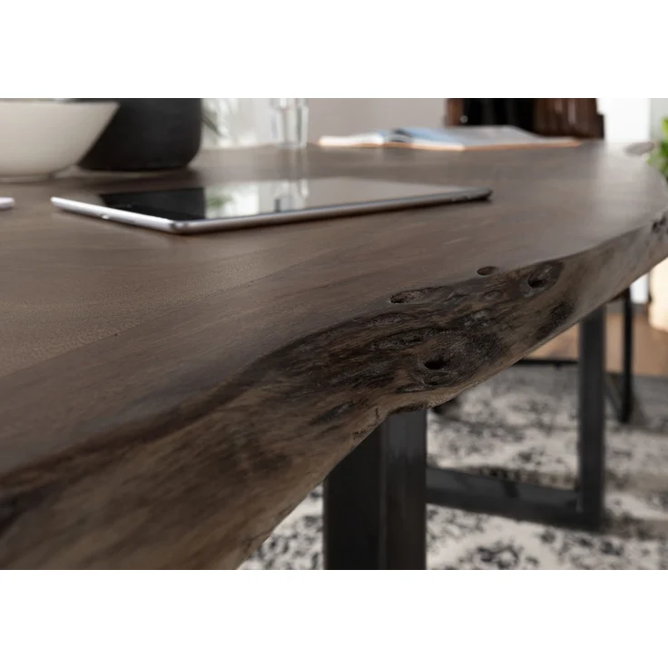Baumtisch Akazie 180x90x76 grau Beine anthrazit glänzend FREEFORM 3 – Bild 4