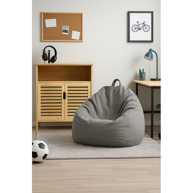 AD.CON Sitzsack mit Füllung, Dunkelgrau, 80 x 90 x 50 185L, Styropor-Regranulat – Bild 6