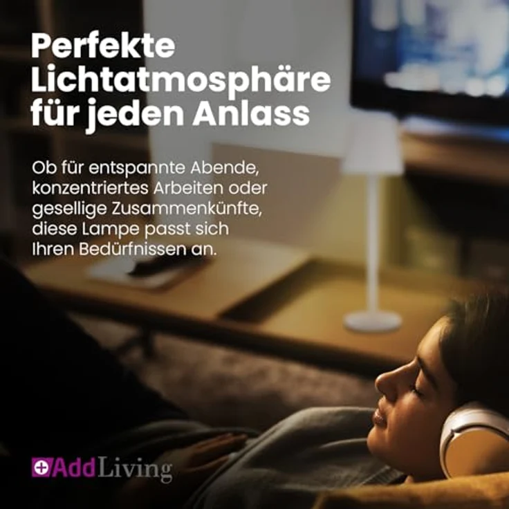 AddLiving LED Fashion Tischlampe, dimmbare LED mit 3 Farbtemperaturen und USB-Anschluss, weiß – Bild 3