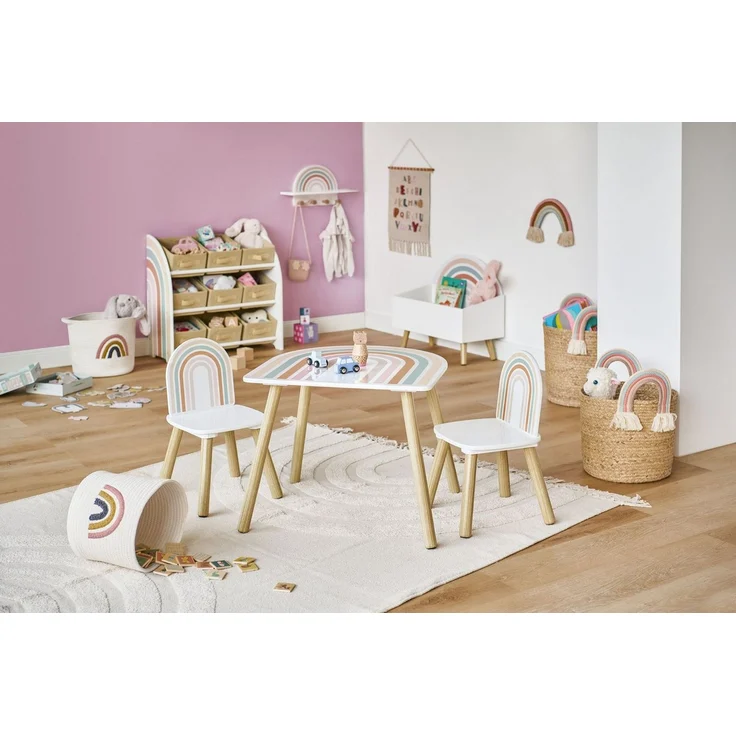 Basera® Wandgarderobe Kinder-Wandgarderobe aus MDF und Kiefer (1 St), Regenbogen-Design – Bild 3