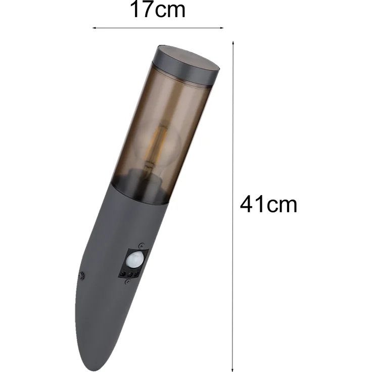 LED Außenwandleuchte Anthrazit & Rauchfarben mit Bewegungsmelder, Höhe 41cm – Bild 4