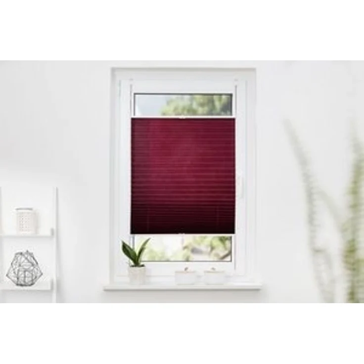 K-home Klemmfix-Plissee 40x210 cm (B x L) Bordeaux Lichtschutz +++ Moderne Crushed Optik +++ – Bild 6