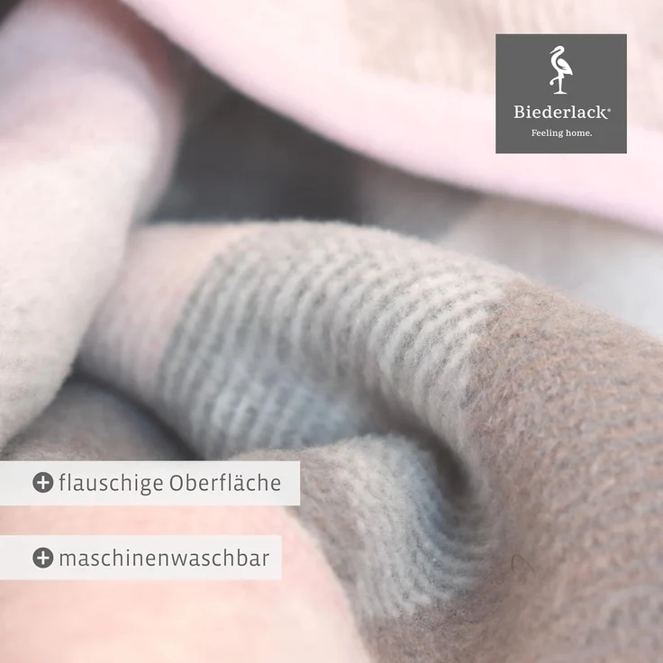 Wohndecke Rauten Pastell, rosa Kuscheldecke in 150x200 cm, Biederlack, Decke aus Baumwollmischgewebe, Made in Germany – Bild 4