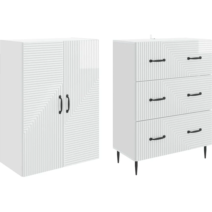 vidaXL Schrankset 2 pcs Hochglanz Weiß 66 x 34,5 x 90 cm Holzwerkstoff 3416641 – Bild 3